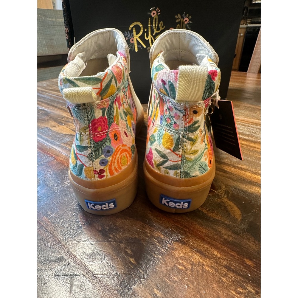 Keds x Rifle Paper Co Cream Suede Floral High Top Zipper Platform‎ Sneakers NWT - Picture 5 of 10